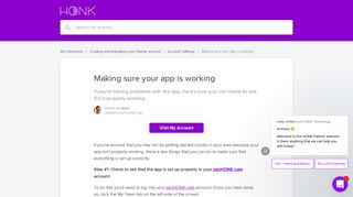 Making sure your app is working | HONK Technologies Help Center