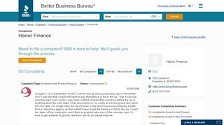 Honor Finance | Complaints | Better Business Bureau® Profile