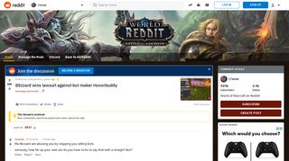 Blizzard wins lawsuit against bot maker Honorbuddy : wow - Reddit