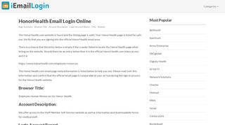HonorHealth Email Login Page URL 2019 | iEmailLogin
