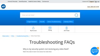 Troubleshooting - Live Video Feed - ADT