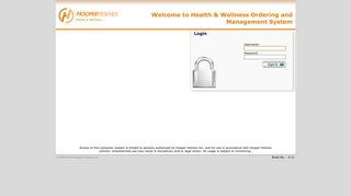 Health and Wellness Ordering and Management System - Login