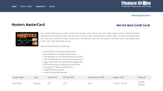 Hooters MasterCard Credit Card - Research and Apply - Finance Globe