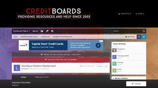 Goodbye Hooters Mastercard! - Credit Forum - CreditBoards