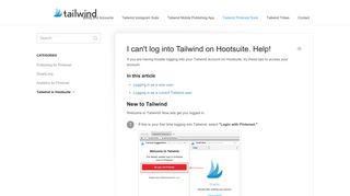 I can't log into Tailwind on Hootsuite. Help! - Tailwind Knowledge Base