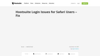 Hootsuite Login Issues for Safari Users - Fix - Hootsuite Social Media ...