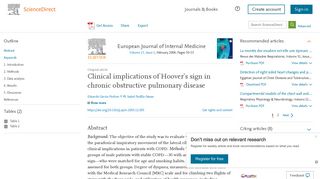 Clinical implications of Hoover's sign in chronic obstructive pulmonary ...