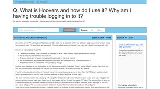 Q. What is Hoovers and how do I use it? Why am I having trouble ...