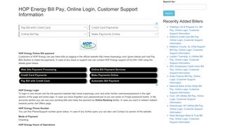 HOP Energy Bill Pay, Online Login, Customer Support Information