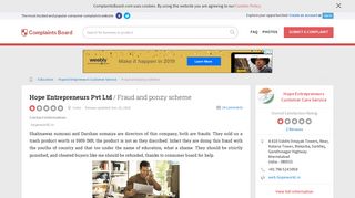 Hope Entrepreneurs Pvt Ltd - Fraud and ponzy scheme, Review ...