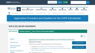 Application Procedure and Deadline for the HOPE Scholarship ...