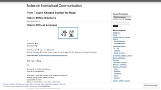 Chinese Symbol for Hope | Notes on Intercultural Communication
