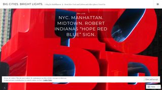 NYC. Manhattan. Midtown. Robert Indianas “HOPE red blue” sign ...
