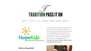 Hope Kids — Tradition Pass It On