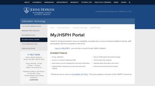myJHSPH Portal - Johns Hopkins Bloomberg School of Public Health