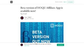 Beta version of HOQU Affiliate App is available now! - Medium