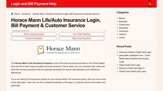 Horace Mann Life/Auto Insurance Login, Bill Payment & Customer ...