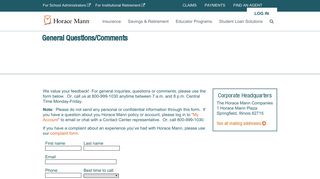 General Questions or Comments | Horace Mann