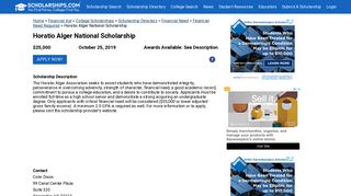 Horatio Alger National Scholarship - Scholarships.com