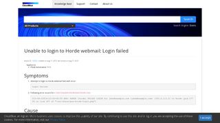 KB CloudBlue: Unable to login to Horde webmail: Login failed