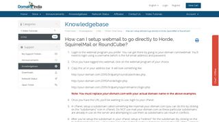 How can I setup webmail to go directly to Horde, SquirrelMail or ...