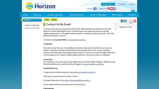 Contact Us By Email - Horizon Health Network