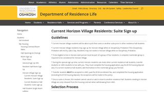 Current Horizon Village Residents: Suite Sign up - Department of ...