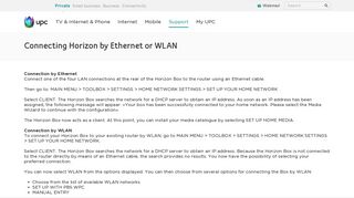 Connecting Horizon by Ethernet or WLAN | UPC