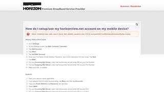 How do I setup/use my horizonview.net account on my mobile device ...