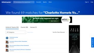 Find tickets for 'Charlotte Hornets Vs...' at Ticketmaster.com