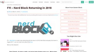 FYI - Nerd Block Returning in 2018 | MSA