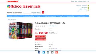 Product: Goosebumps Horrorland 1-20 - Pack - School Essentials