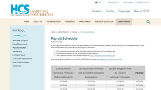 Payroll Schedule - Horry County Schools