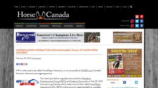 HorsePlayer Interactive Now Available in All of Northern Ontario