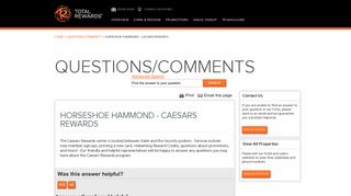 Horseshoe Hammond - Total Rewards - FAQ - Service