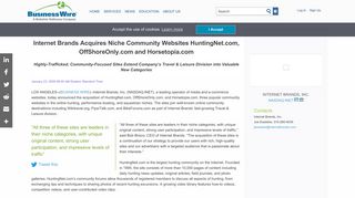 Internet Brands Acquires Niche Community Websites HuntingNet ...
