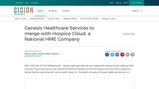 Genesis Healthcare Services to merge with Hospice Cloud, a National ...