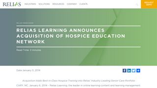 Relias Learning Acquires Hospice Education Network | Relias