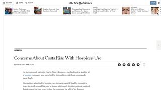 Concerns About Costs and Misuse Rise With Hospice Care - The New ...
