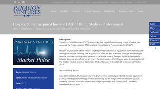 Hospice Source acquired hospice DME of Home Medical ...