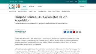 Hospice Source, LLC Completes Its 7th Acquisition - PR Newswire