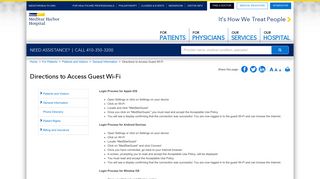 Directions to Access MedStar Harbor Hospital Guest Wi-Fi
