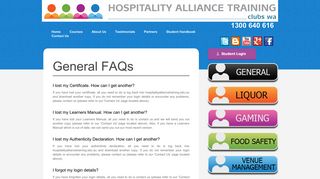 General FAQs | Hospitality Alliance Training