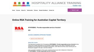 RSA(ACT) | Hospitality Alliance Training