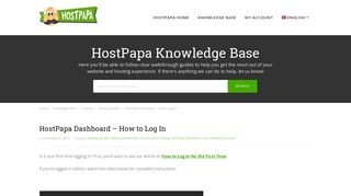 How to Log In - HostPapa Dashboard - HostPapa Knowledge Base