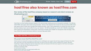 Free Web Hosting - host1free reviews