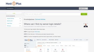 Where can I find my server login details? - Customers ... - Host1Plus