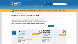 HostBlast vs. Turnkeyinternet 2019 - Compare web hosting companies
