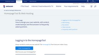 HomepageTool & Web Hosting - Help | Swisscom