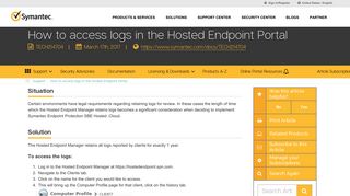 How to access logs in the Hosted Endpoint Portal - Symantec Support